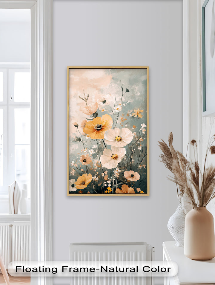 Golden Meadow Bloom - Boho Oil Painting