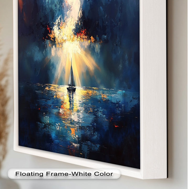 Radiant Horizon – Sailboat at Sunset Oil Painting