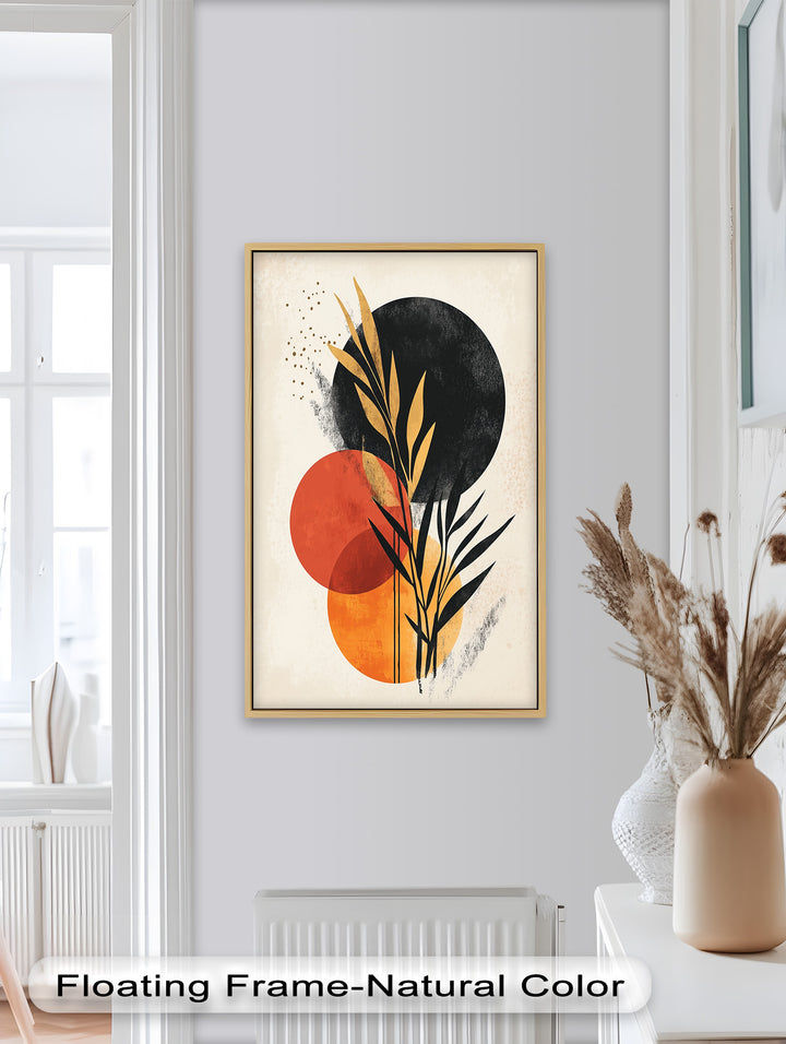 Golden Dusk – Modernes abstraktes botanisches Ölgemälde