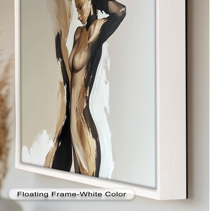 Golden Silence – Abstract Female Figure Oil Painting