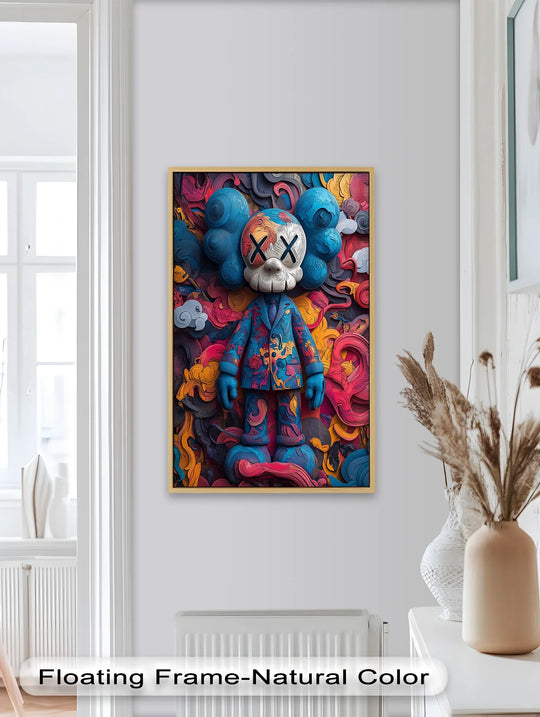 The softest element in this modern oil painting art is the swirling, textured background.