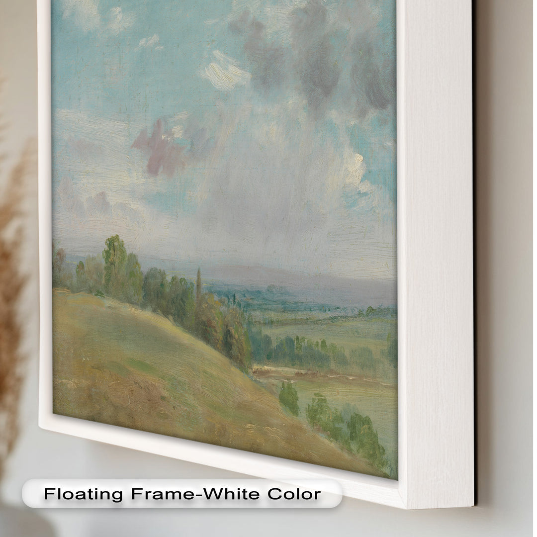 Vintage Landscape Framed Art – Rolling Hills Oil Painting
