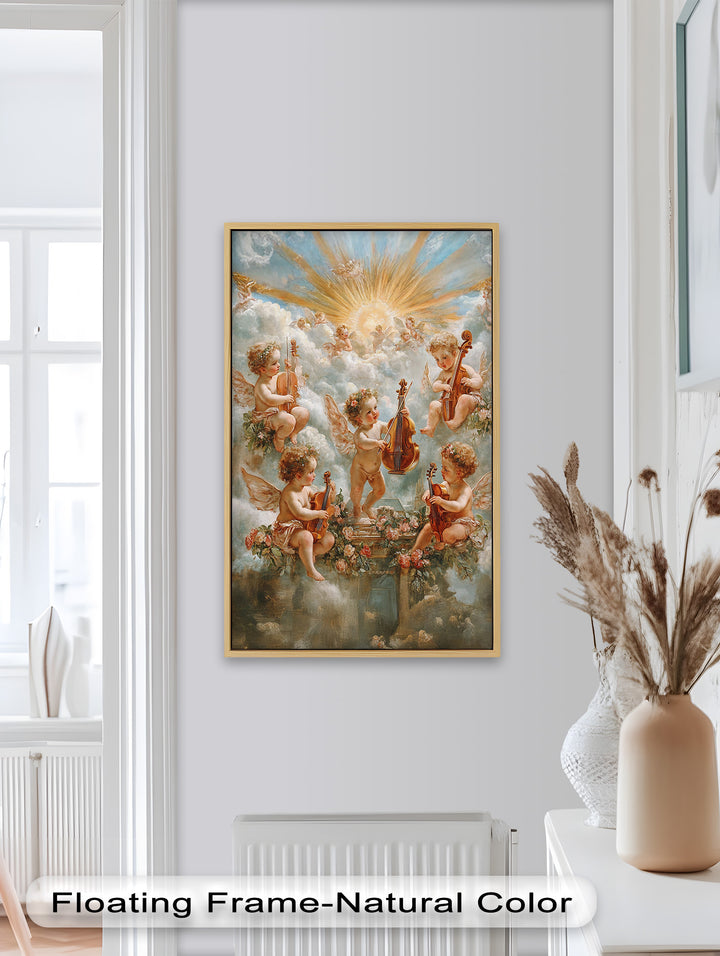 Himmlische Engel mit Geigen – Barockes Engel-Ölgemälde
