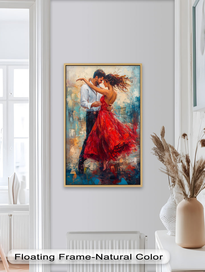 Flamenco Fire – Romantic Couple in Red Dress Oil Painting