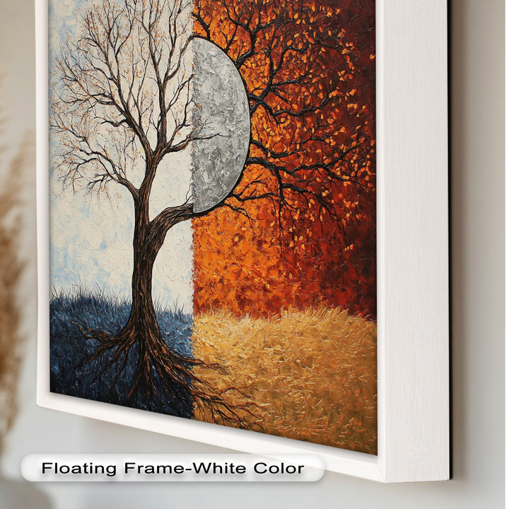 Duality of Seasons – Abstract Tree Oil Painting