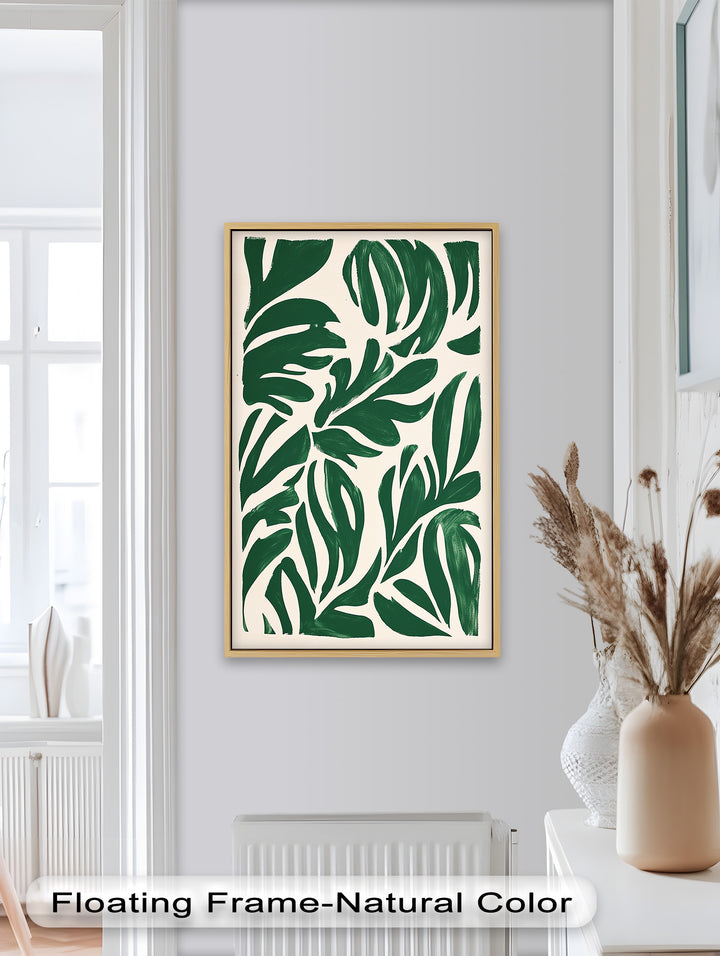 Tropischer Rhythmus – Abstraktes grünes botanisches Ölgemälde