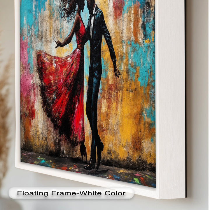 Whirl of Passion – Dancing Lovers in Red Love Oil Painting