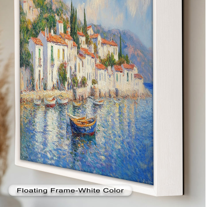 Sunlit Mediterranean Village – Coastal Impressionist Oil Painting