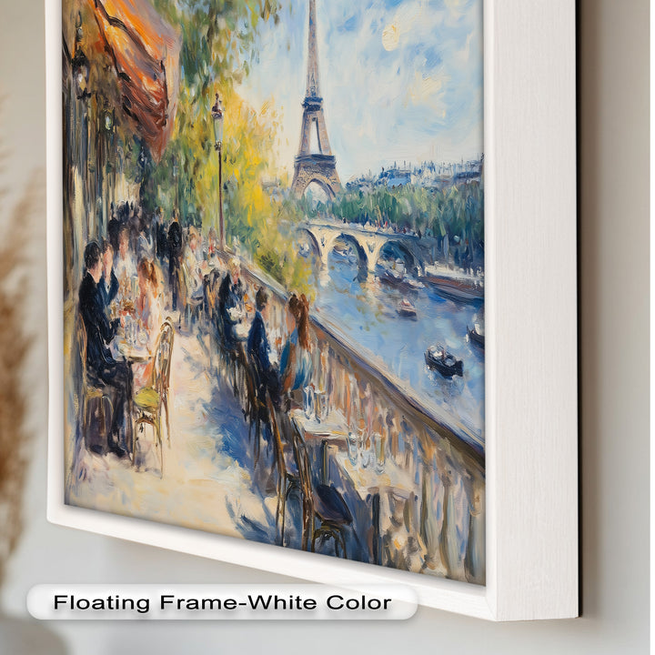 Eiffel Café Serenity – Parisian Terrace with River View Oil Painting