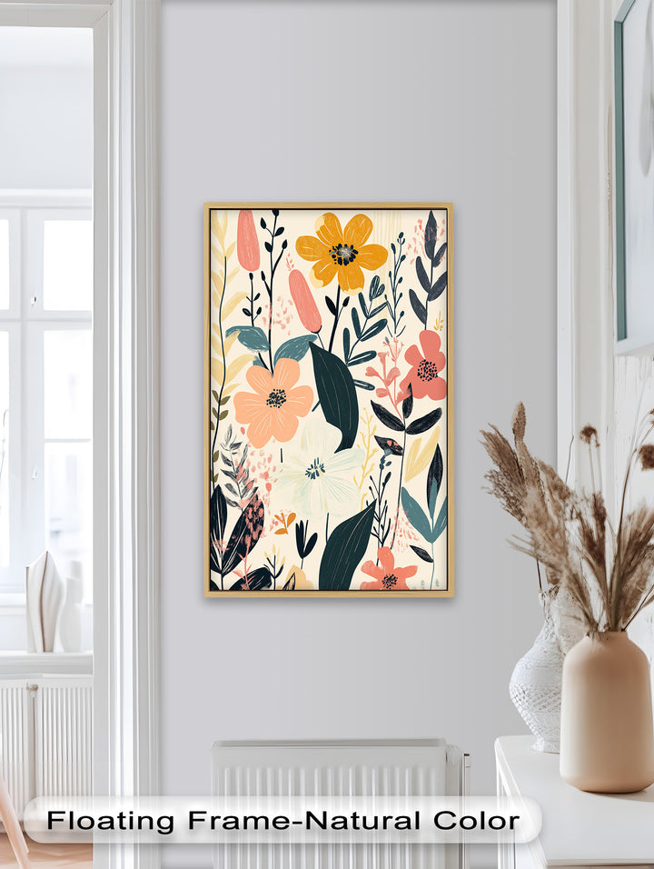 Farbiger Garten – Modernes Boho-Ölgemälde