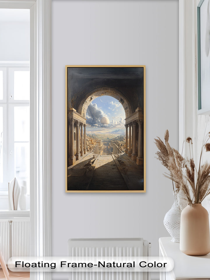 Celestial Archway over an Ancient Metropolis – Renaissance Oil Painting