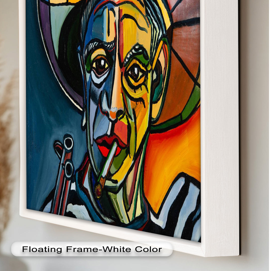 Rebel's Gaze – Bold Cubist Portrait Picasso Oil Painting