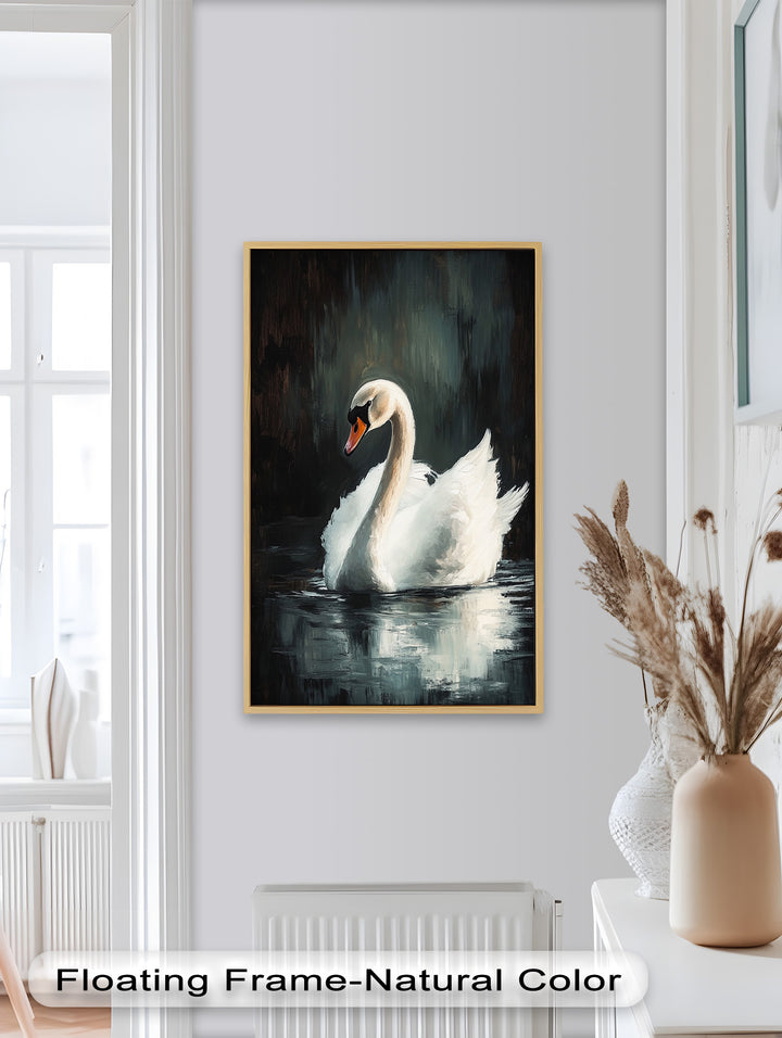 Solitary Grace – White Swan Oil Painting