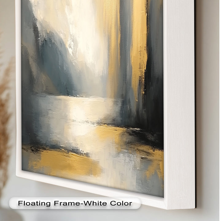 Serene Waterfall Abstract – Neutral Modern Oil Painting
