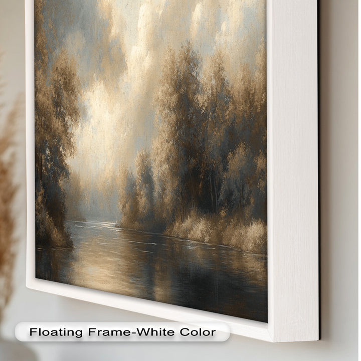 Serene River Landscape Wall Art – Modern Oil Painting