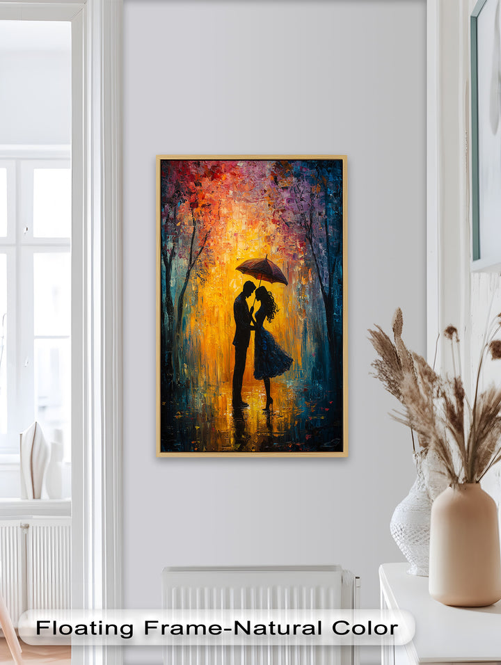 Lovers Under Autumn Glow – Romantic Couple Oil Painting