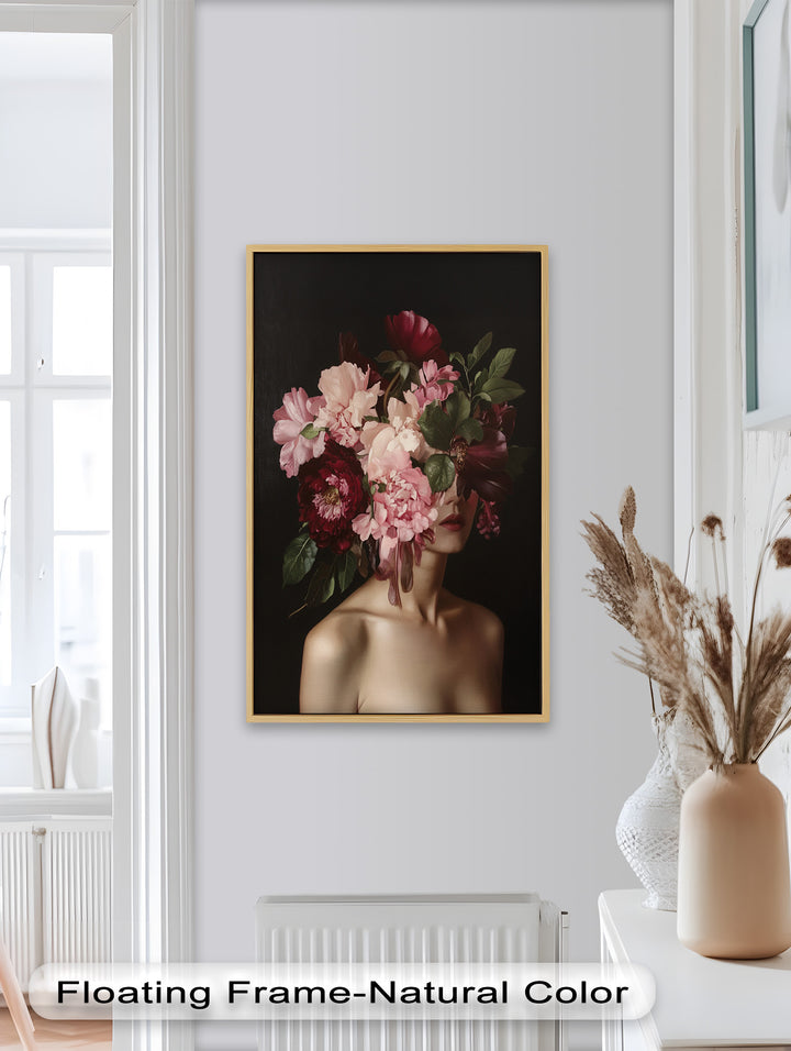 Blossom Veil – Romantic Floral Portrait Oil Painting