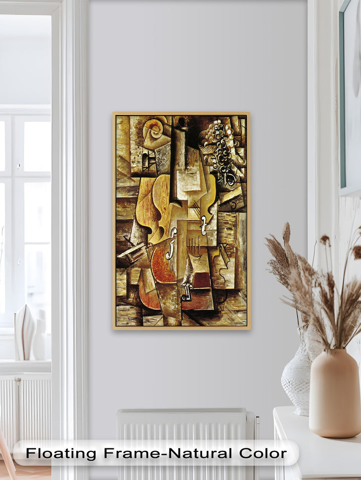 Kubistische Violinkomposition Wandkunst – Abstraktes Ölgemälde