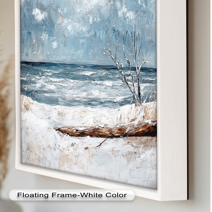 Snowy Coastal Wall Art - Winter Beach Seascape Oil Painting