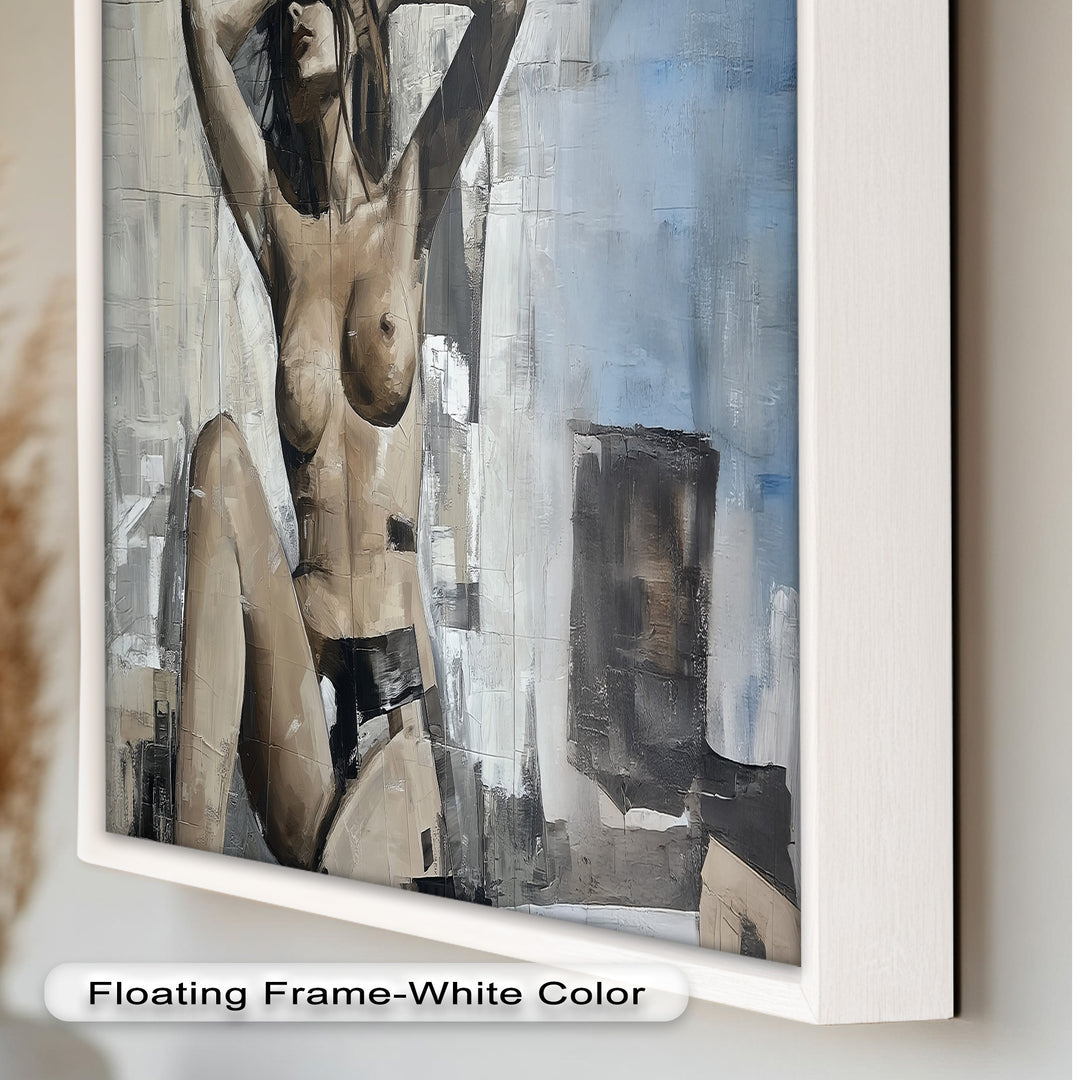 Urban Solitude – Contemporary Nude Oil Painting in Monochrome Hues