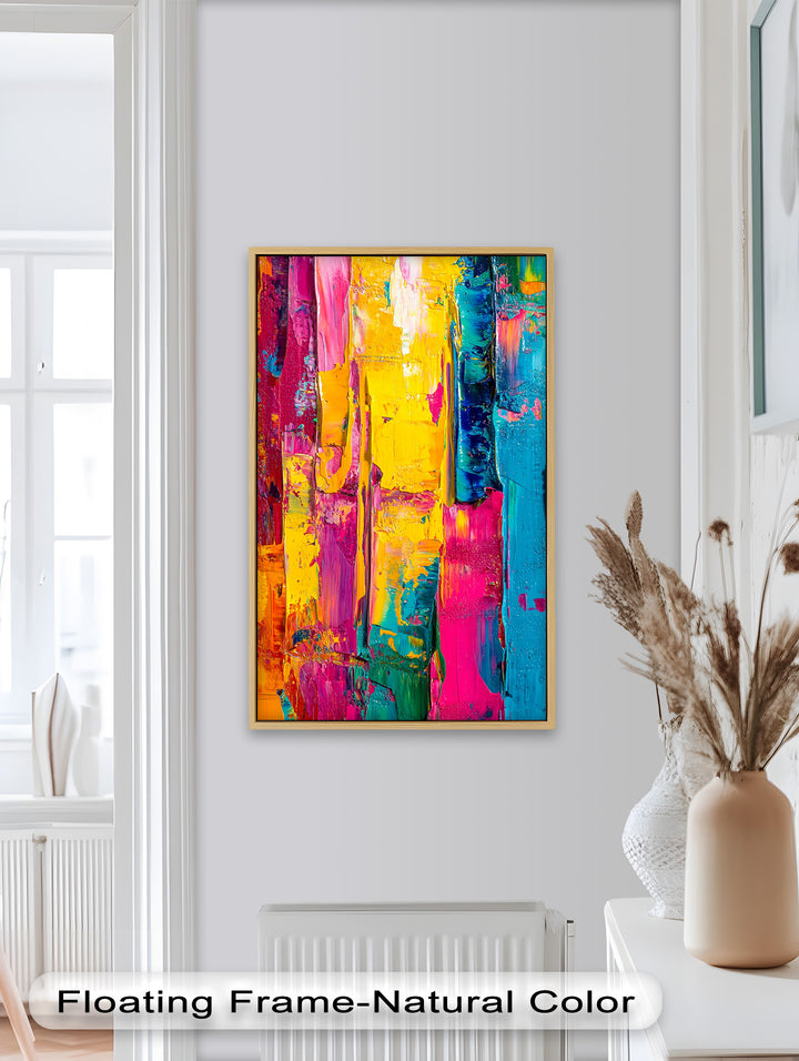 Electric Fusion – Abstraktes Ölgemälde mit Neonfarben