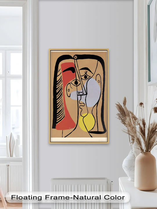 Showcasing the geometric elements of this Fragmented Gaze Picasso oil painting, the composition's angular features highlight the modern oil painting art in a minimalist cubist style.