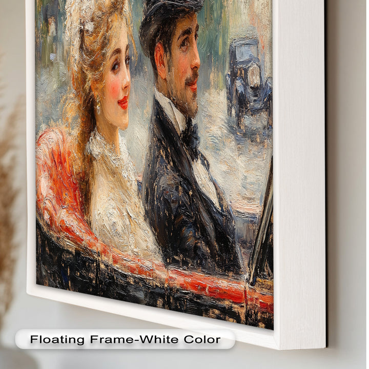 Charming Couple in a Vintage Car – Impressionist Oil Painting