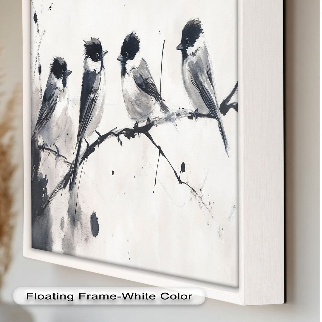 Monochromes Quartett – Vogel-Ölgemälde