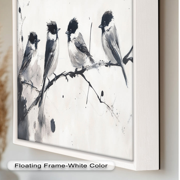 Monochromes Quartett – Vogel-Ölgemälde