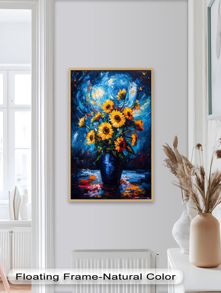 Sternennacht Sonnenblumen – Expressionismus Ölgemälde