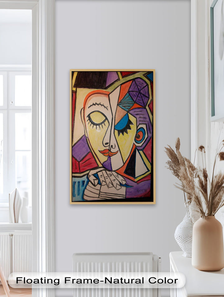 Unified Gaze – Dual Expression Abstract Picasso Oil Painting