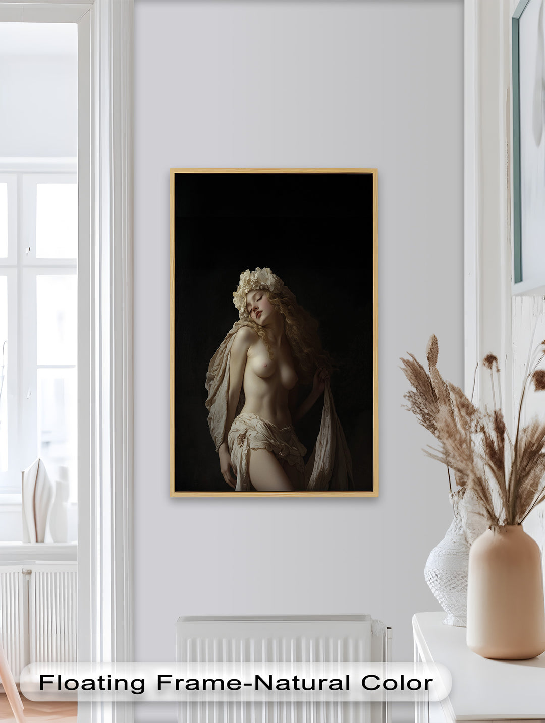 Moonlit Reverie – Classical Nude with Floral Crown Oil Painting