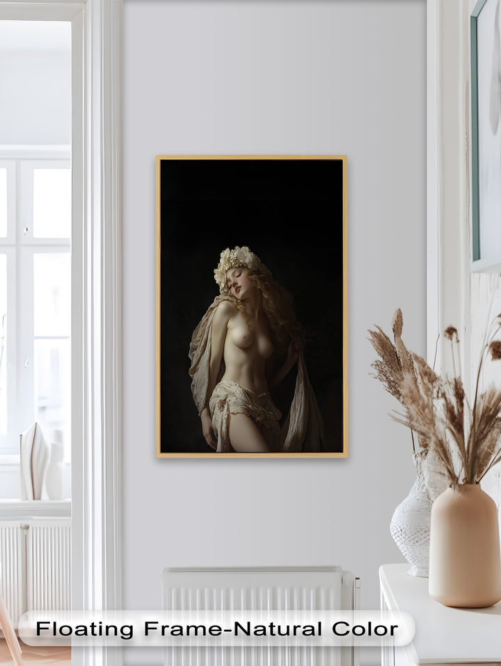 Moonlit Reverie – Classical Nude with Floral Crown Oil Painting