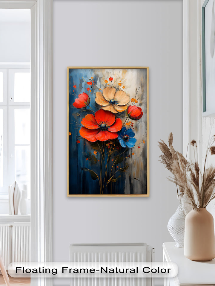 Colorburst Petals – Bold Poppy Bouquet Flower Oil Painting