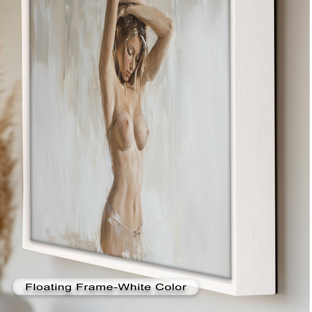 Still Grace – Serene Nude in Soft Neutral Oil Painting