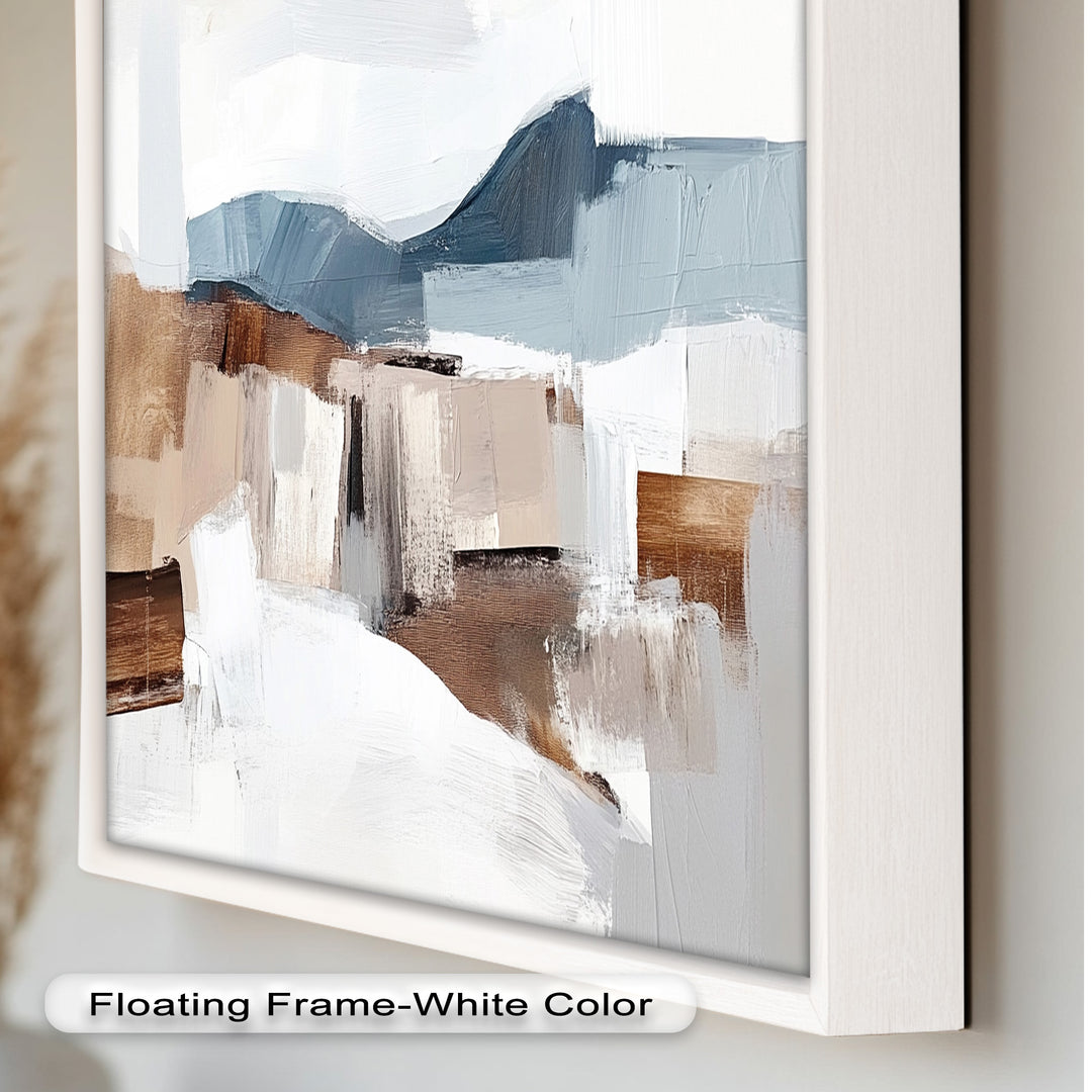 Muted Horizon Layers – Mountain Landscape Abstract Oil Painting