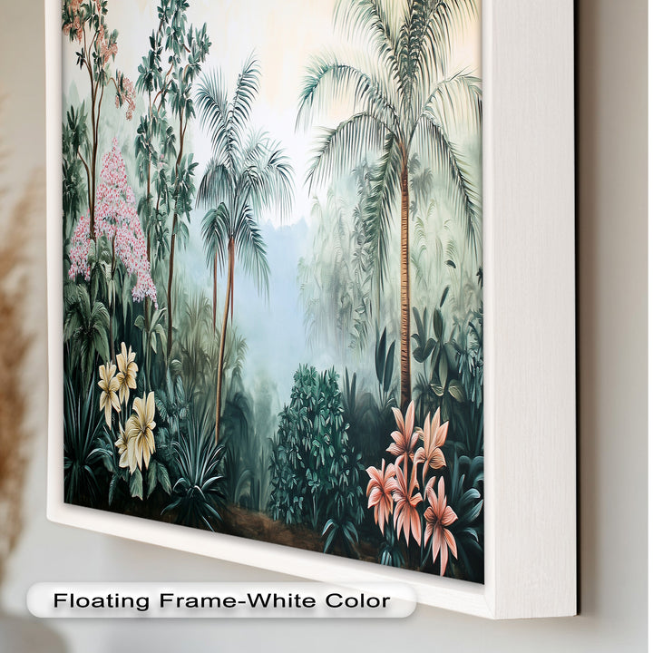 Floral Tropics Oasis – Palm Tree Oil Painting