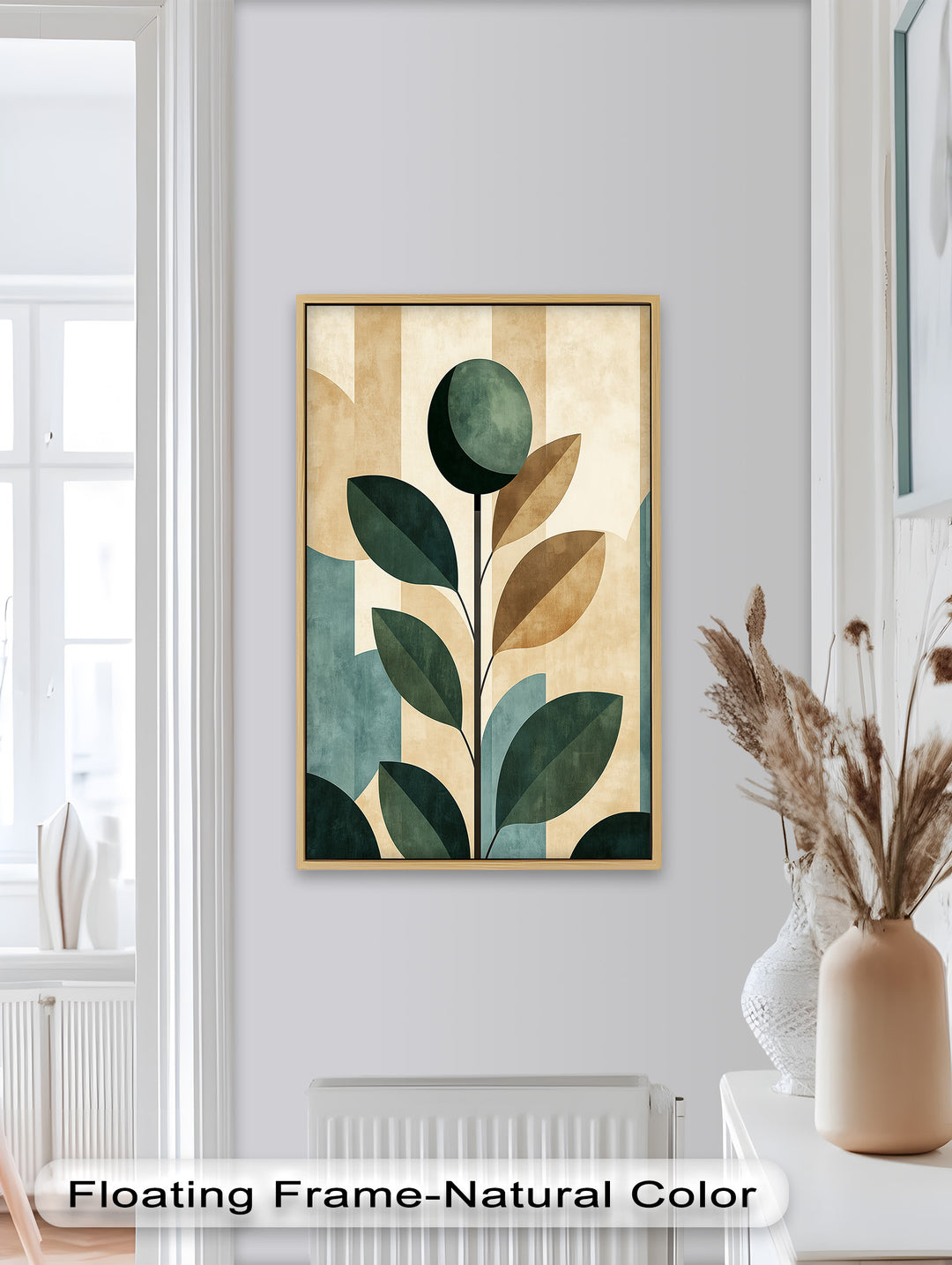 Geometric Botanical – Mid-Century Modern Leaf Oil Painting