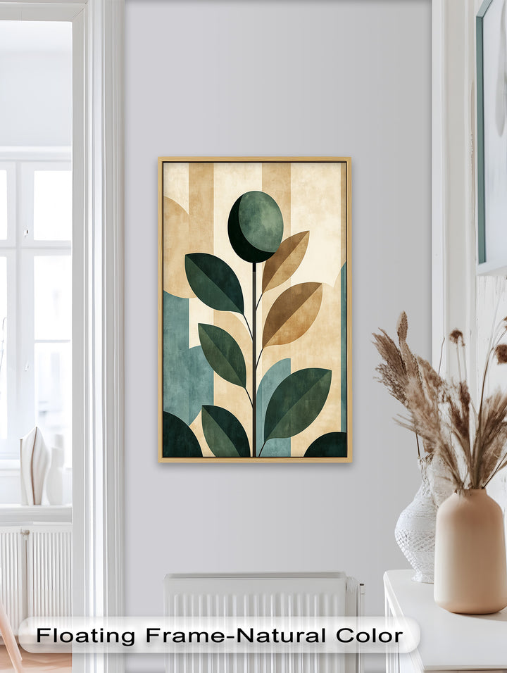 Geometric Botanical – Mid-Century Modern Leaf Oil Painting