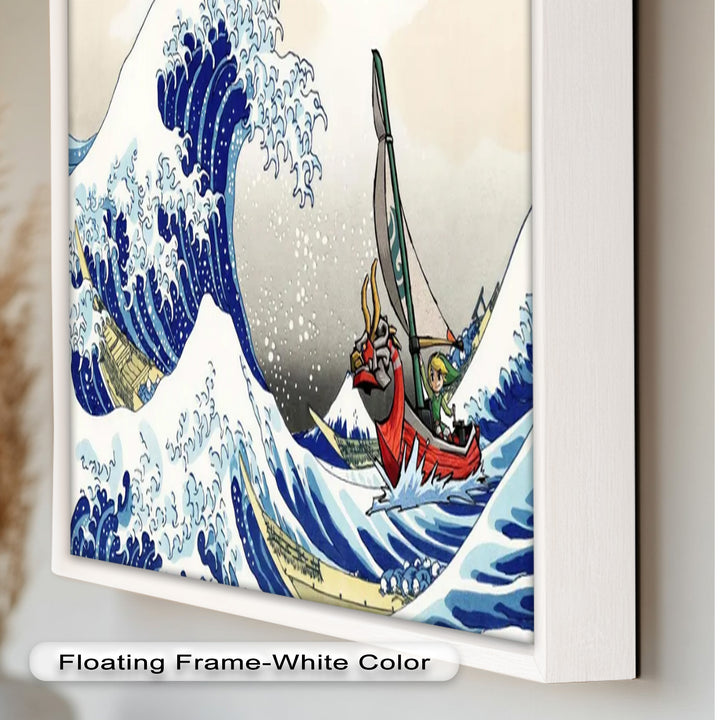 Hokusai Great Wave x Zelda Art – Japanisches Pop-Art-Ölgemälde