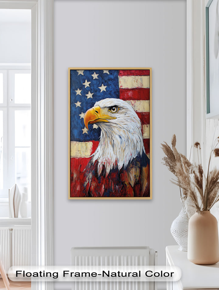 Amerikanischer Weißkopfseeadler Portrait - Patriotisches Ölgemälde