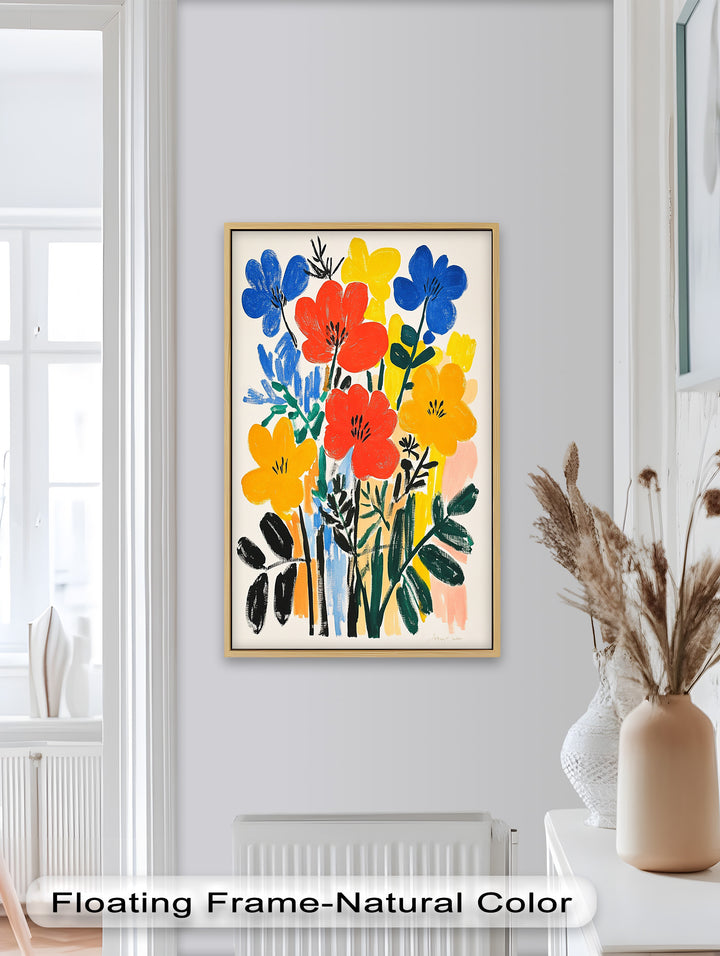 Fröhlicher wilder Garten – Fauvistisches Boho-Blumen-Ölgemälde