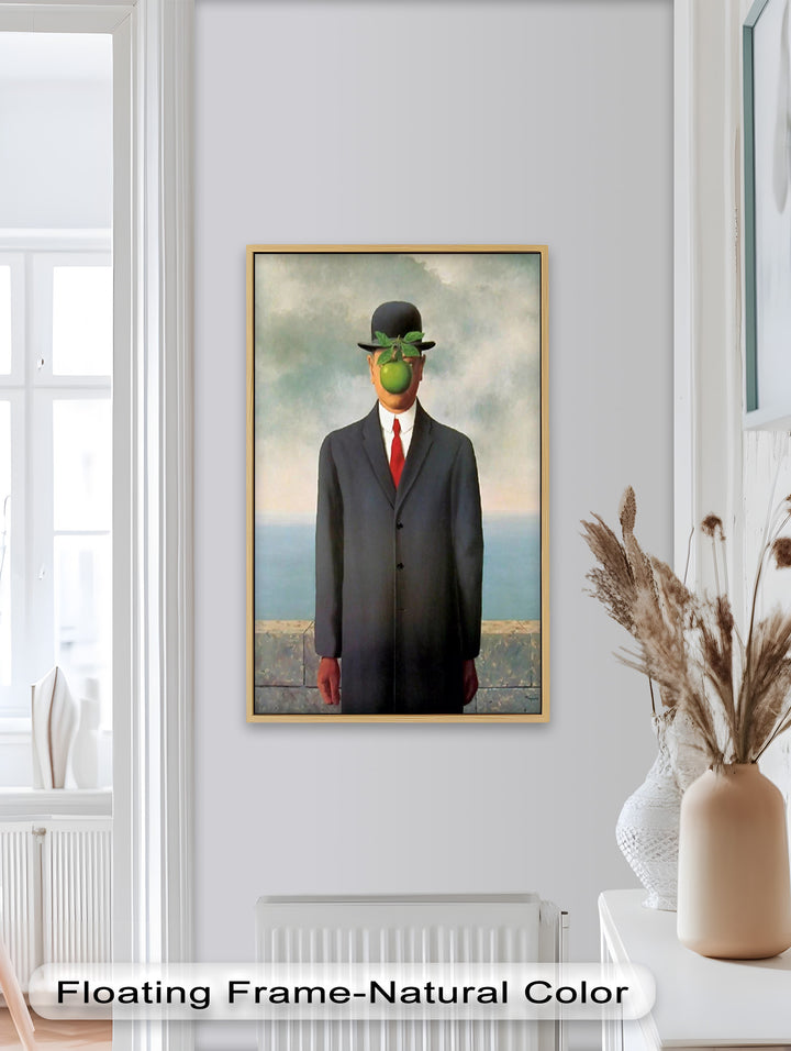 The Hidden Face – Surrealist Gentleman with Green Apple Oil Painting