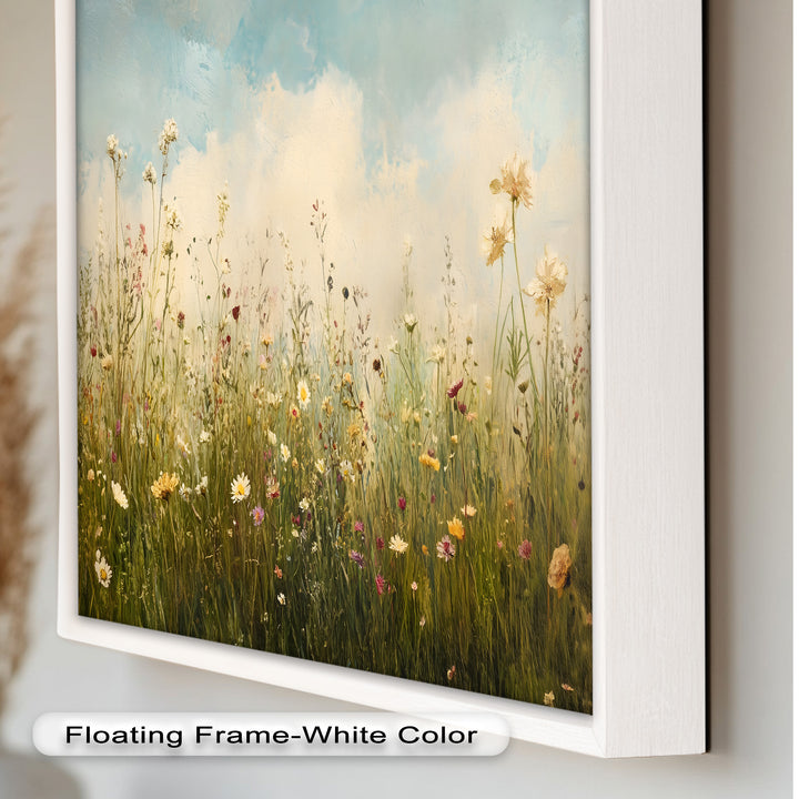 Vintage Meadow with Blooming Flowers – Serene Nature Oil Painting