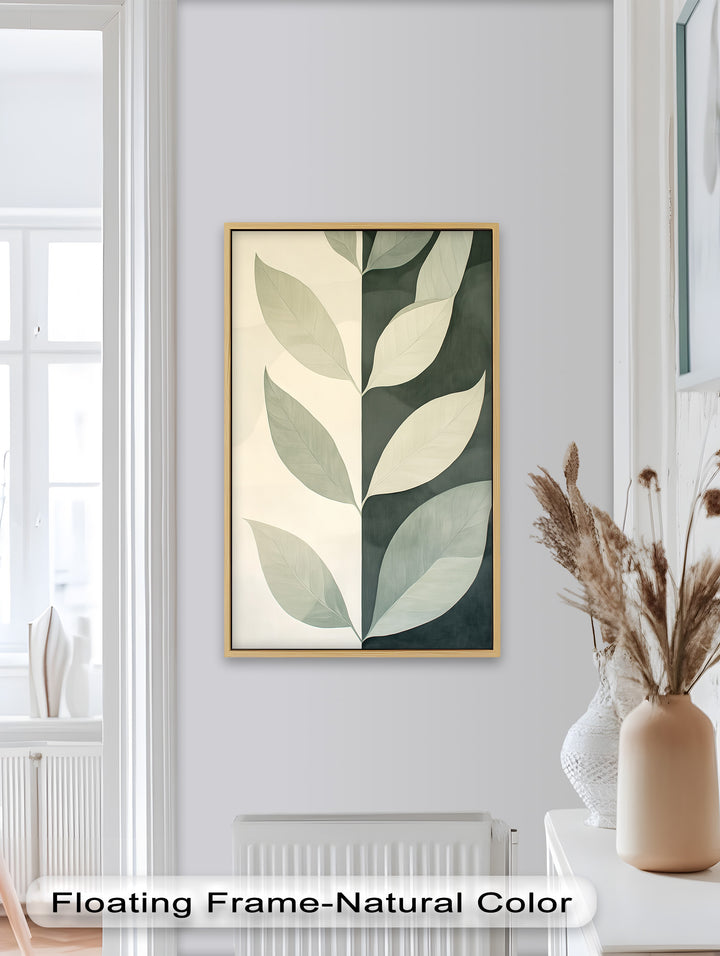 Minimalist Leaf  – Monochrome Botanical Oil Painting