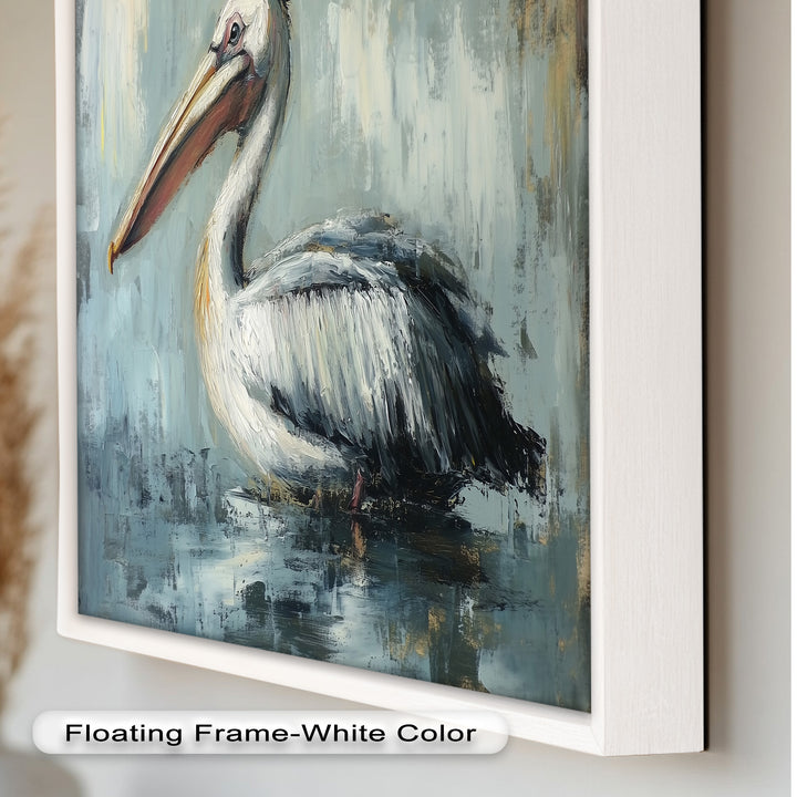 White Pelican Resting by the Water - Animal Oil Painting
