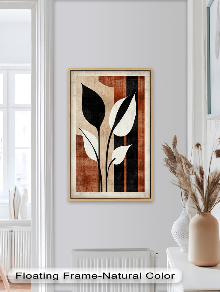 Moderne Erdtöne – Abstraktes botanisches Ölgemälde