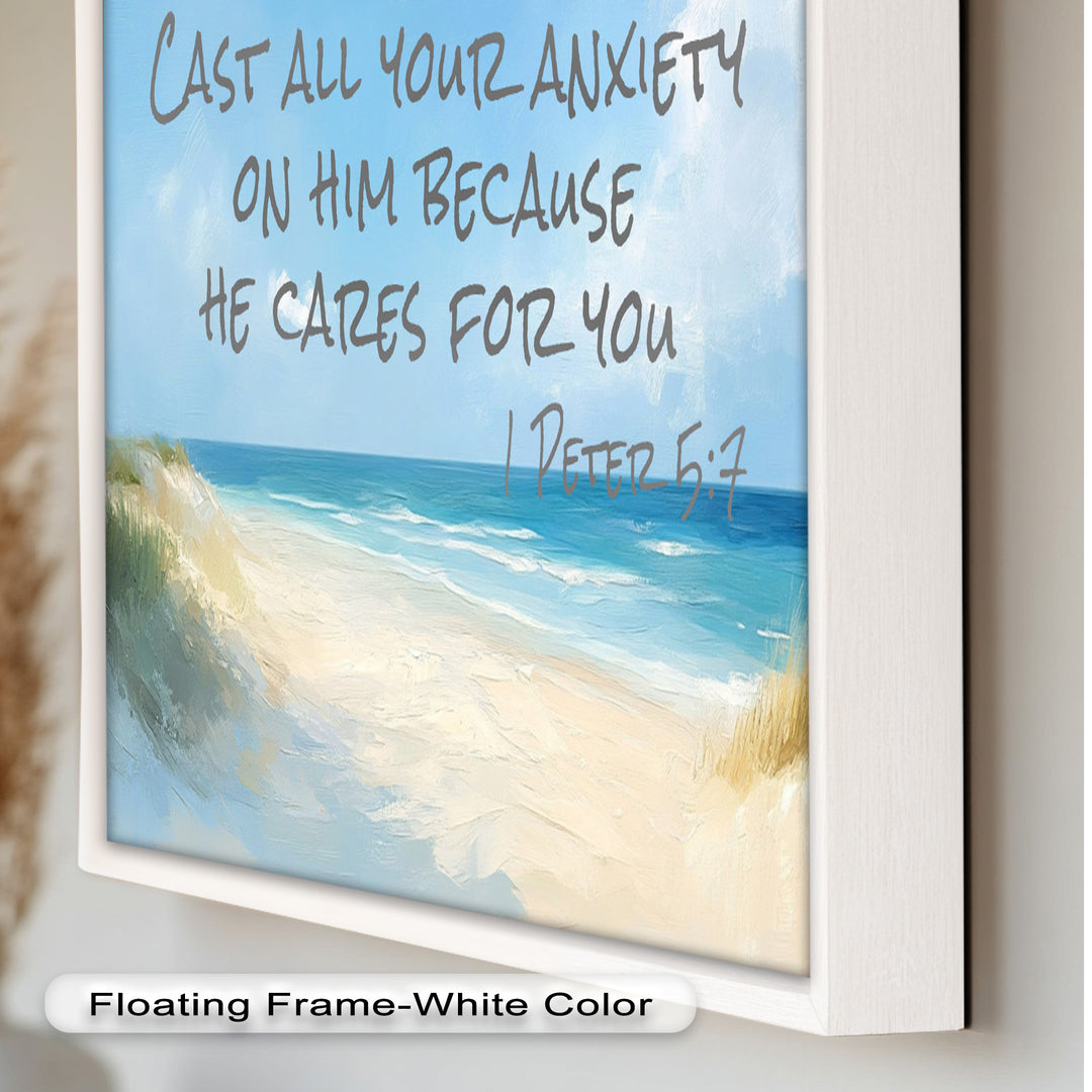 1 Peter 5:7 – Cast Your Anxiety Bible Verse Oil Painting
