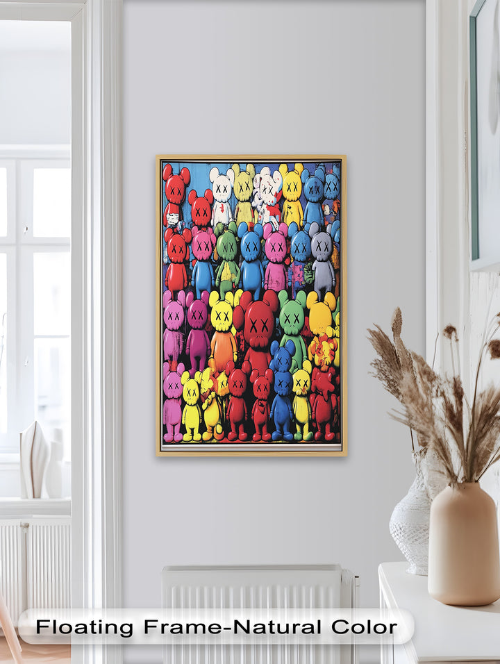 KAWS Rainbow Parade – Mehrfarbiges Pop-Art-Ölgemälde