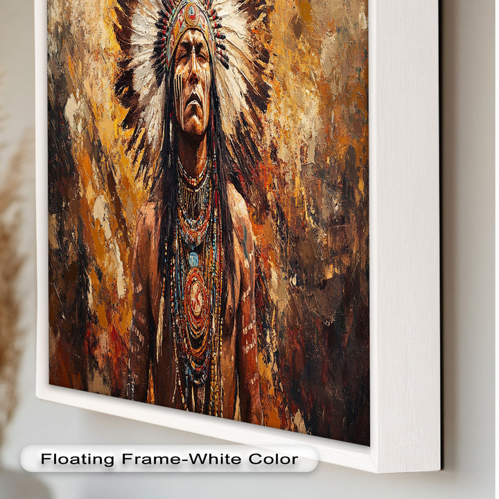 Sacred Flame – Tribal Warrior Portrait Oil Painting
